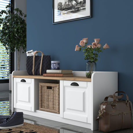 Gabinete de zapato Samos White Nuez melamina