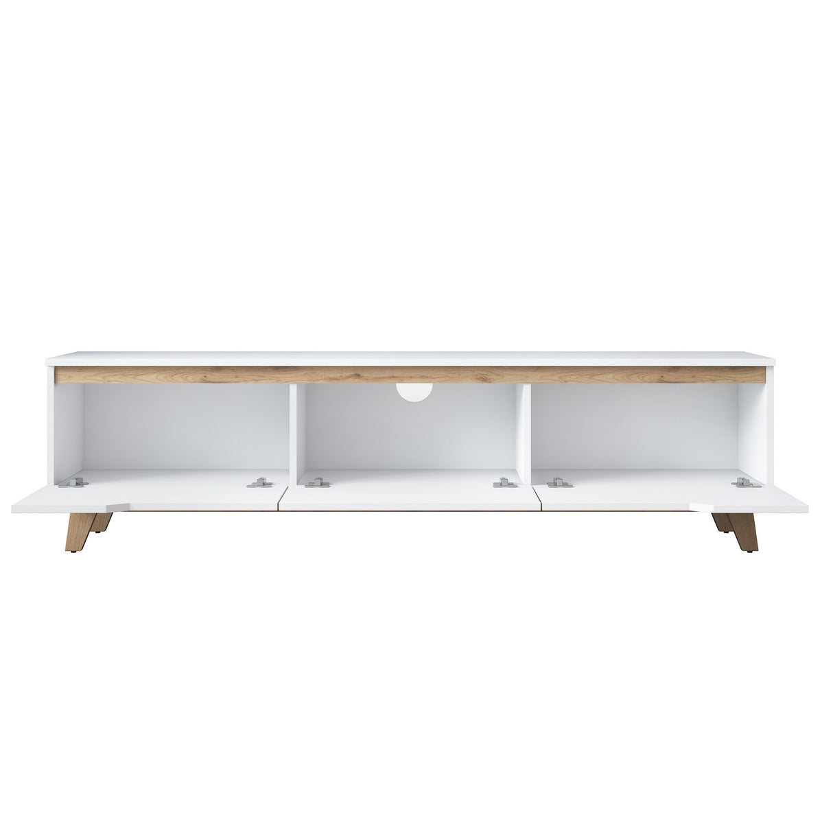TV Meubels - TV Meubel Osiris Wit Licht Walnoot Melamine 180x48,6x35 cm - Dimehouse