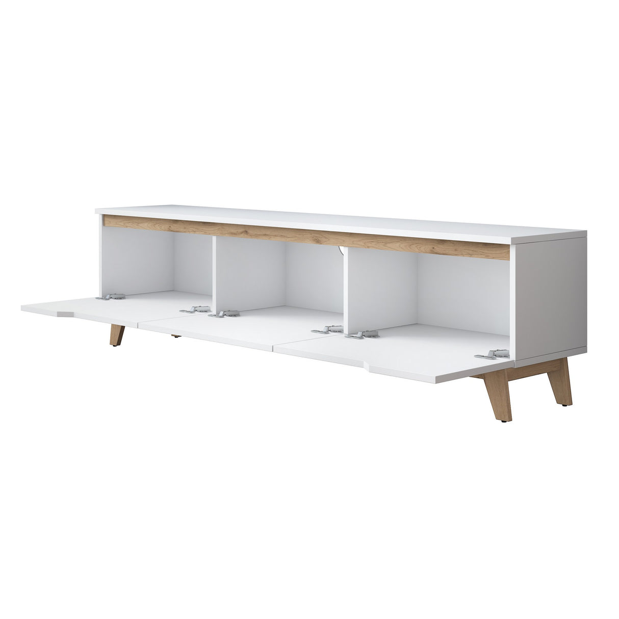 TV Meubels - TV Meubel Osiris Wit Licht Walnoot Melamine 180x48,6x35 cm - Dimehouse