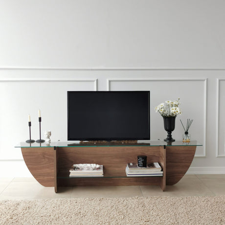 Muebles de TV Lily TV Glass de nogal 158x40x35 cm