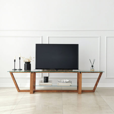 Muebles de TV Amaufi Glass de nogal 158x35x35 cm