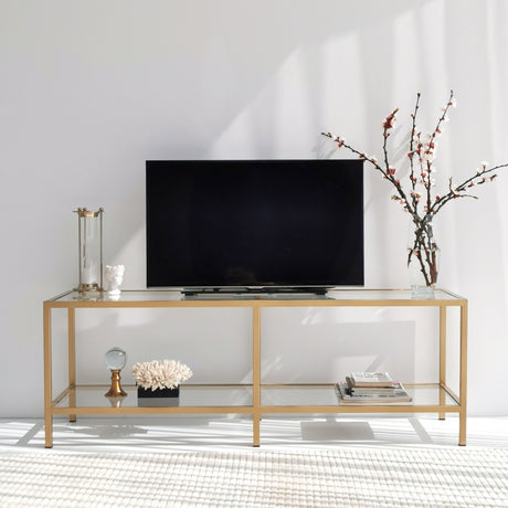 TV Furniture Basic Gold Gold Glass 130x45x40 cm