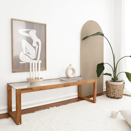 Muebles de TV a través de madera natural de madera de madera 130x40x40 cm