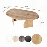 Mesa de centro Rock ovalada con aspecto de roble zafiro. Compuesto de madera revestido de melamina