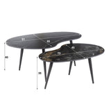 Set de mesas de centro Niora de forma ovalada, 2 piezas, cerámica Fossil Black 
