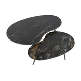 Set de mesas de centro Niora de forma ovalada, 2 piezas, cerámica Fossil Black 