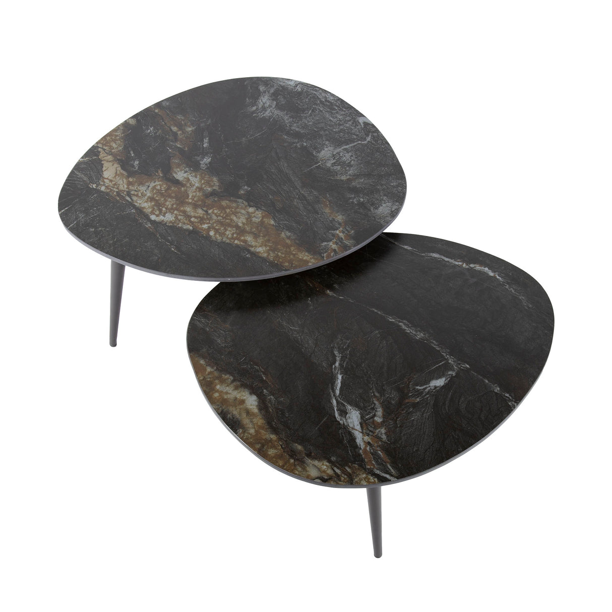 Niora Conjunto de Mesas de Centro Orgánicas de 2 piezas de Cerámica Fossil Black 