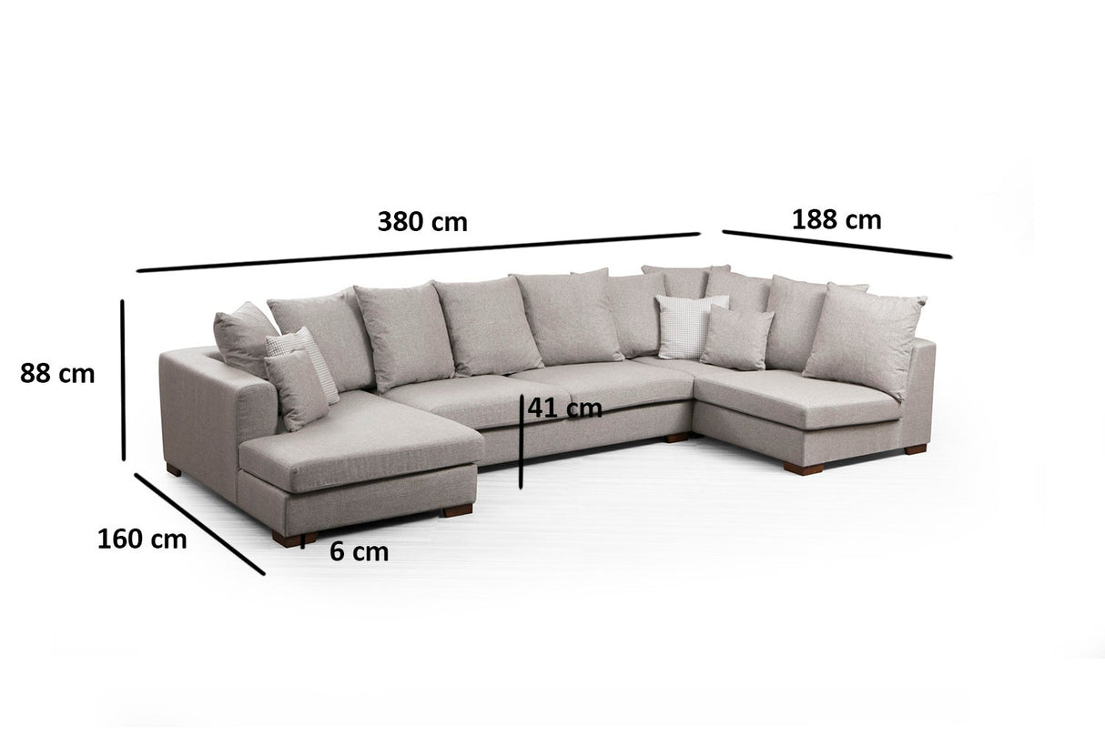 Banken - Hoekbank beige U - opstelling - polyester - 380 cm - Colorado - Dimehouse