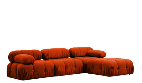 Sofá esquinero modular XXL con otomana Tela Bubble rojo naranja