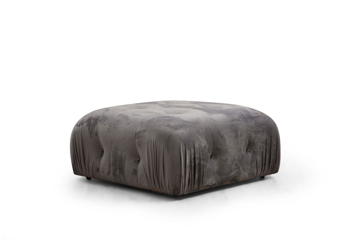Banken - Modulaire XXL hoekbank Bubble met hocker - velvet grijs - Dimehouse