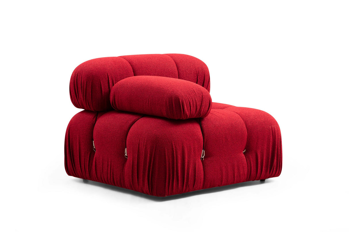 Banken - Modulaire XXL hoekbank Bubble met hocker - velvet rood - Dimehouse