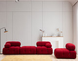 Banken - Modulaire XXL hoekbank Bubble met hocker - velvet rood - Dimehouse