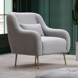Fauteuils - Moderne fauteuil Grijs stof met gouden poten Sevilla - Dimehouse