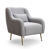Fauteuils - Moderne fauteuil Grijs stof met gouden poten Sevilla - Dimehouse