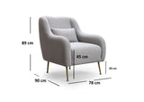 Fauteuils - Moderne fauteuil Grijs stof met gouden poten Sevilla - Dimehouse