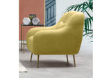 Fauteuils - Moderne fauteuil Geel stof met gouden poten Sevilla - Dimehouse