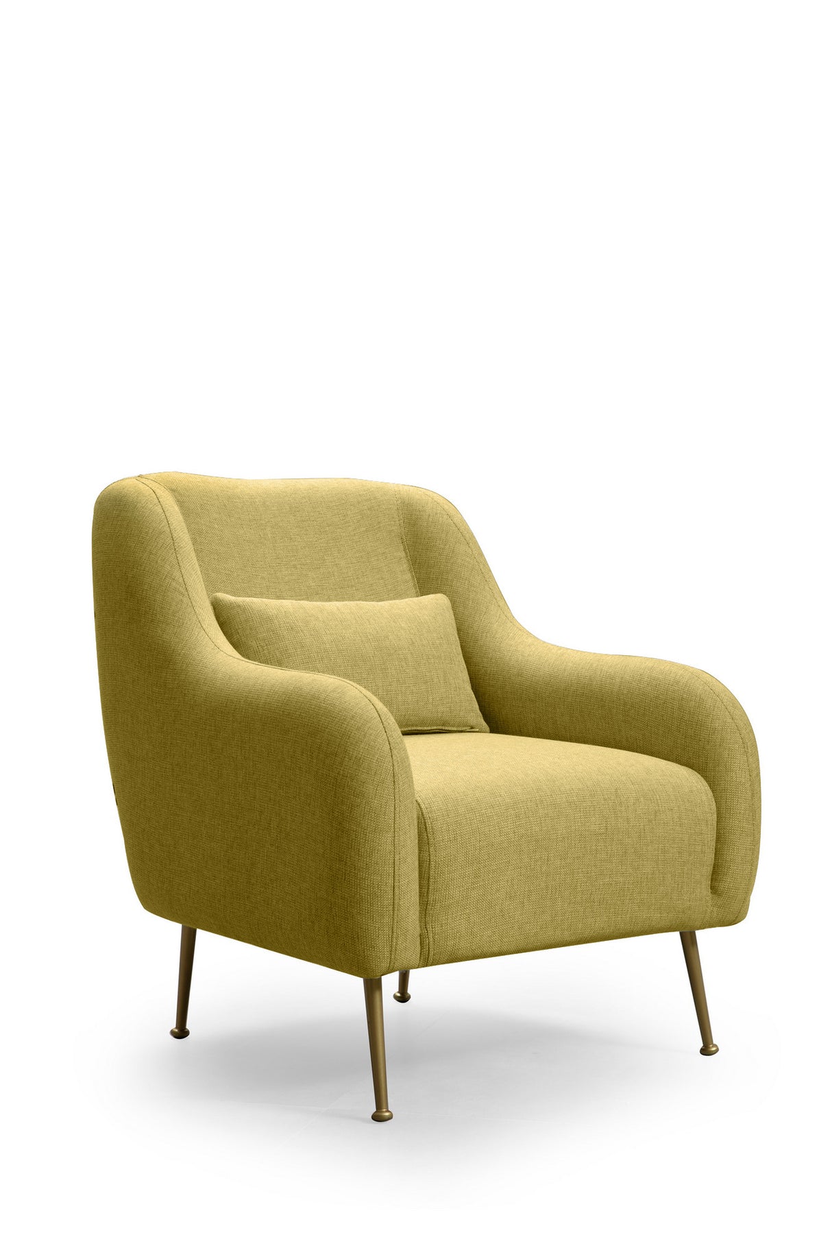 Fauteuils - Moderne fauteuil Geel stof met gouden poten Sevilla - Dimehouse