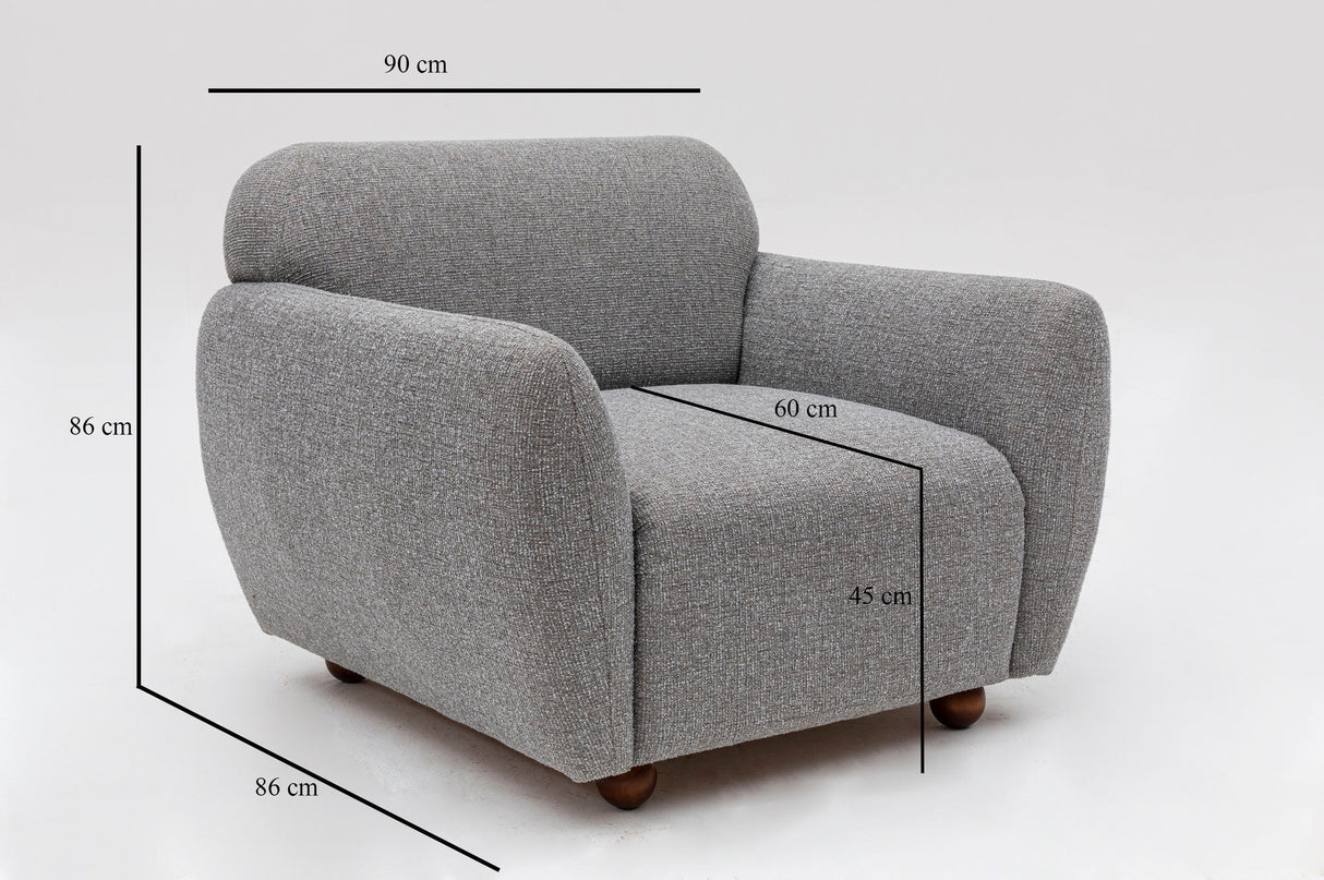 Fauteuils - Japandi fauteuil lichtgrijs textuur stof Eddy - Dimehouse