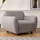 Fauteuils - Japandi fauteuil lichtgrijs textuur stof Eddy - Dimehouse