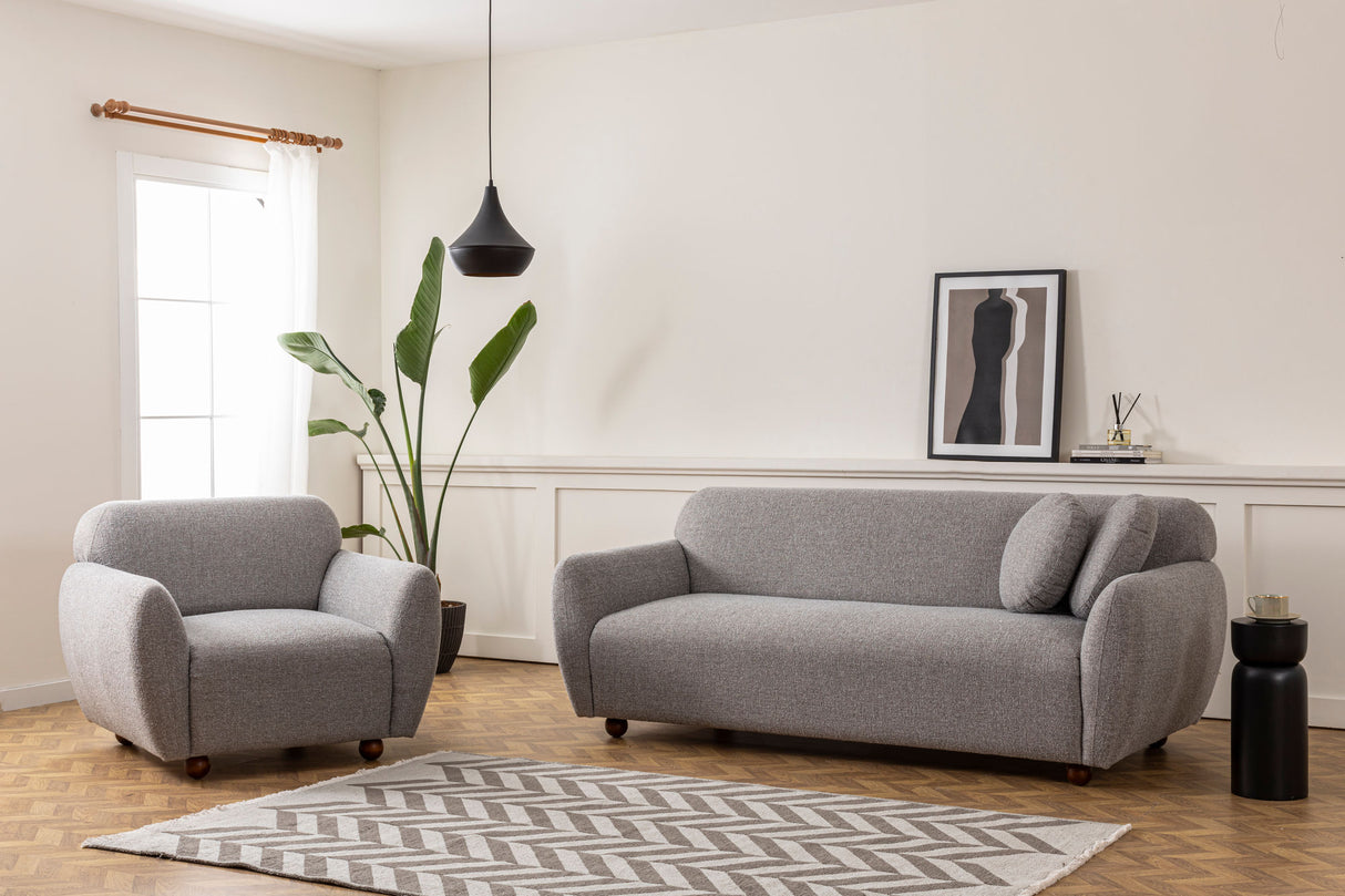 Fauteuils - Japandi fauteuil lichtgrijs textuur stof Eddy - Dimehouse