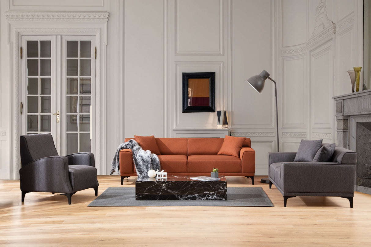 Fauteuils - Landelijke fauteuil antraciet gemêleerde stof Petra - Dimehouse