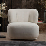 Fauteuils - Japandi fauteuil wit bouclé Livorno - Dimehouse