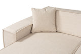 Banken - Hoekbank beige stof met stiknaad - XXL - 8 persoons - Puzzle - Dimehouse