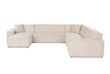 Banken - Hoekbank beige stof met stiknaad - XXL - 8 persoons - Puzzle - Dimehouse