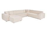 Banken - Hoekbank beige stof met stiknaad - XXL - 8 persoons - Puzzle - Dimehouse