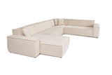 Banken - Hoekbank beige stof met stiknaad - XXL - 8 persoons - Puzzle - Dimehouse