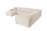 Banken - Hoekbank beige stof met stiknaad - XXL - 8 persoons - Puzzle - Dimehouse