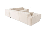 Banken - Hoekbank beige stof met stiknaad - XXL - 8 persoons - Puzzle - Dimehouse