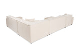 Banken - Hoekbank beige stof met stiknaad - XXL - 8 persoons - Puzzle - Dimehouse