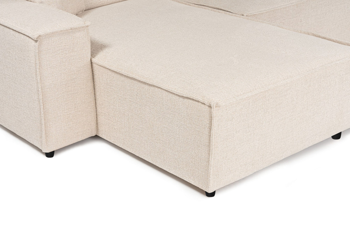 Banken - Hoekbank beige stof met stiknaad - XXL - 8 persoons - Puzzle - Dimehouse