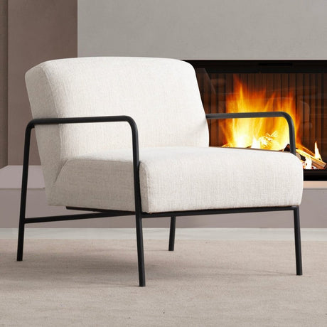 Sillón Moderno Eti Tela Blanca - Estructura Negra 