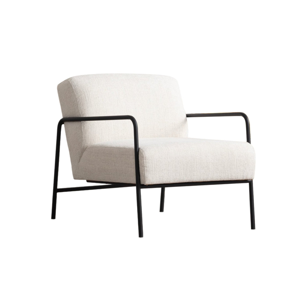 Fauteuils - Moderne Fauteuil Eti Wit Stof - Zwart Frame - Dimehouse