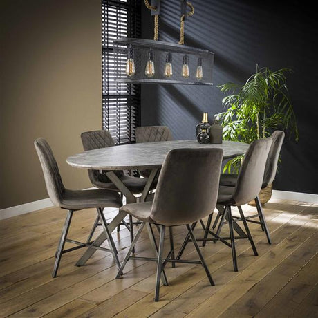 Mesa de comedor ovalada Hayden aspecto de hormigón 200x100 