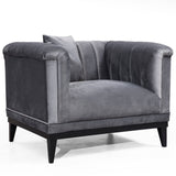 Fauteuils - Klassiek landelijke fauteuil donkergrijs velvet stof gecapitonneerd Bay - Dimehouse