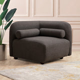 Fauteuils - Japandi fauteuil donkergrijs bouclé met walnoot poot Victoria - Dimehouse