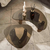 Conjunto de mesas de centro orgánicas de bronce con vidrio, de 2 piezas 