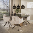 Mesa de comedor - Mesa de comedor danesa ovalada de roble de cristal ahumado marrón - Estructura con aspecto de Thor 180 cm - Dimehouse
