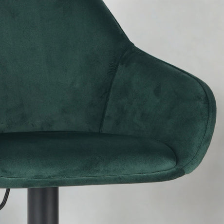 Taburete de barra de veneno Velvet verde: asiento de barra giratoria ajustable con reposabrazos