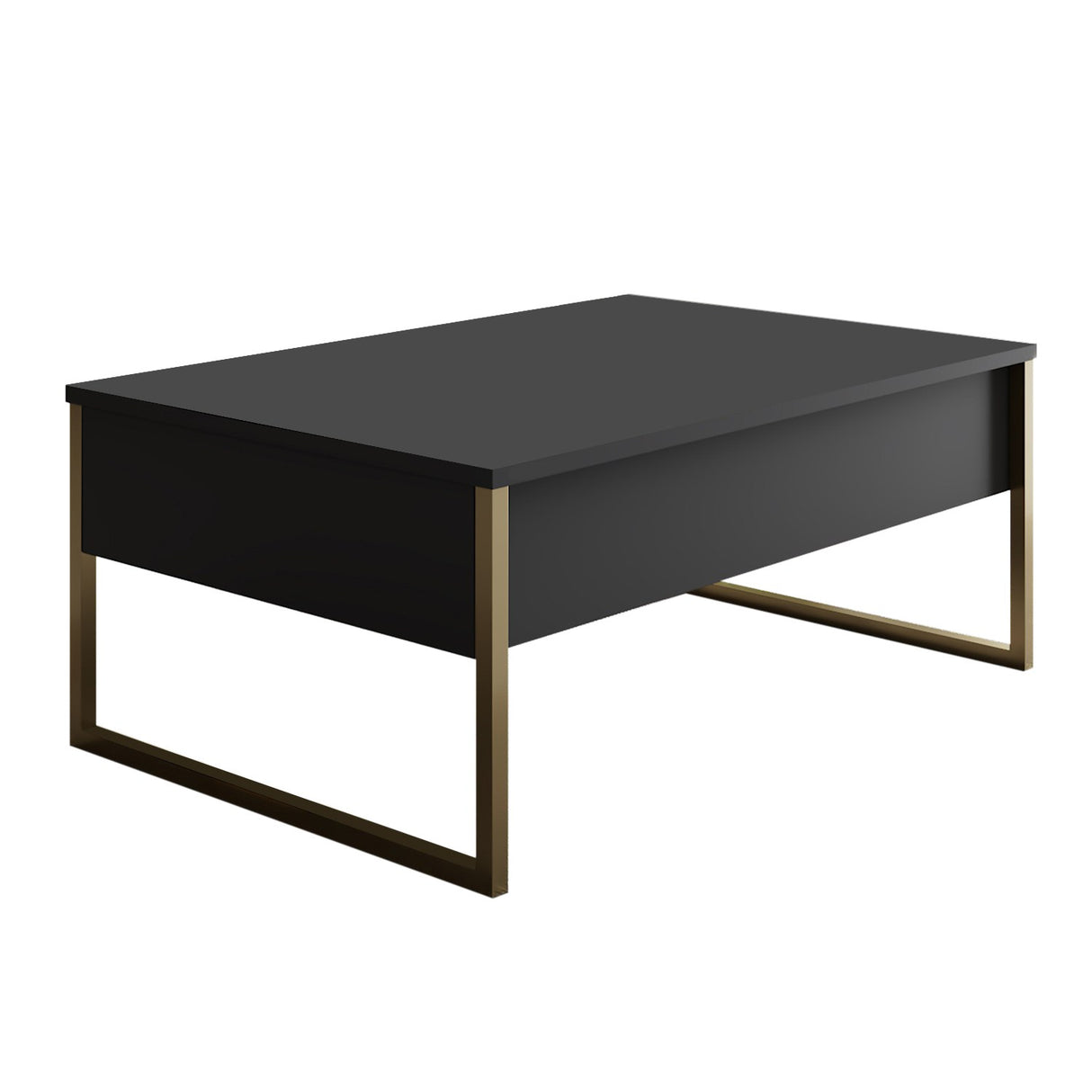 Salontafels - Rechthoekige Salontafel Antraciet Luxe 90x60 - Gouden Frame - Dimehouse