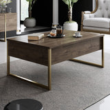 Salontafels - Rechthoekige Salontafel Walnoot Luxe 90x60 - Gouden Frame - Dimehouse