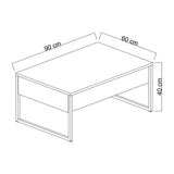 Salontafels - Rechthoekige Salontafel Antraciet Luxe 90x60 - Zwart Frame - Dimehouse