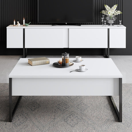 Conjunto-de-muebles-Blanco-Lujo---Mesa-de-centro-+-Mueble-de-TV---Estructura-negra