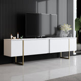 Meubelsets - Meubelset Wit Luxe - Salontafel + TV Meubel - Gouden Frame - Dimehouse