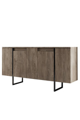 Dressoirs - Modern Dressoir Walnoot Luxe 160x80x35 - Zwart Frame - Dimehouse