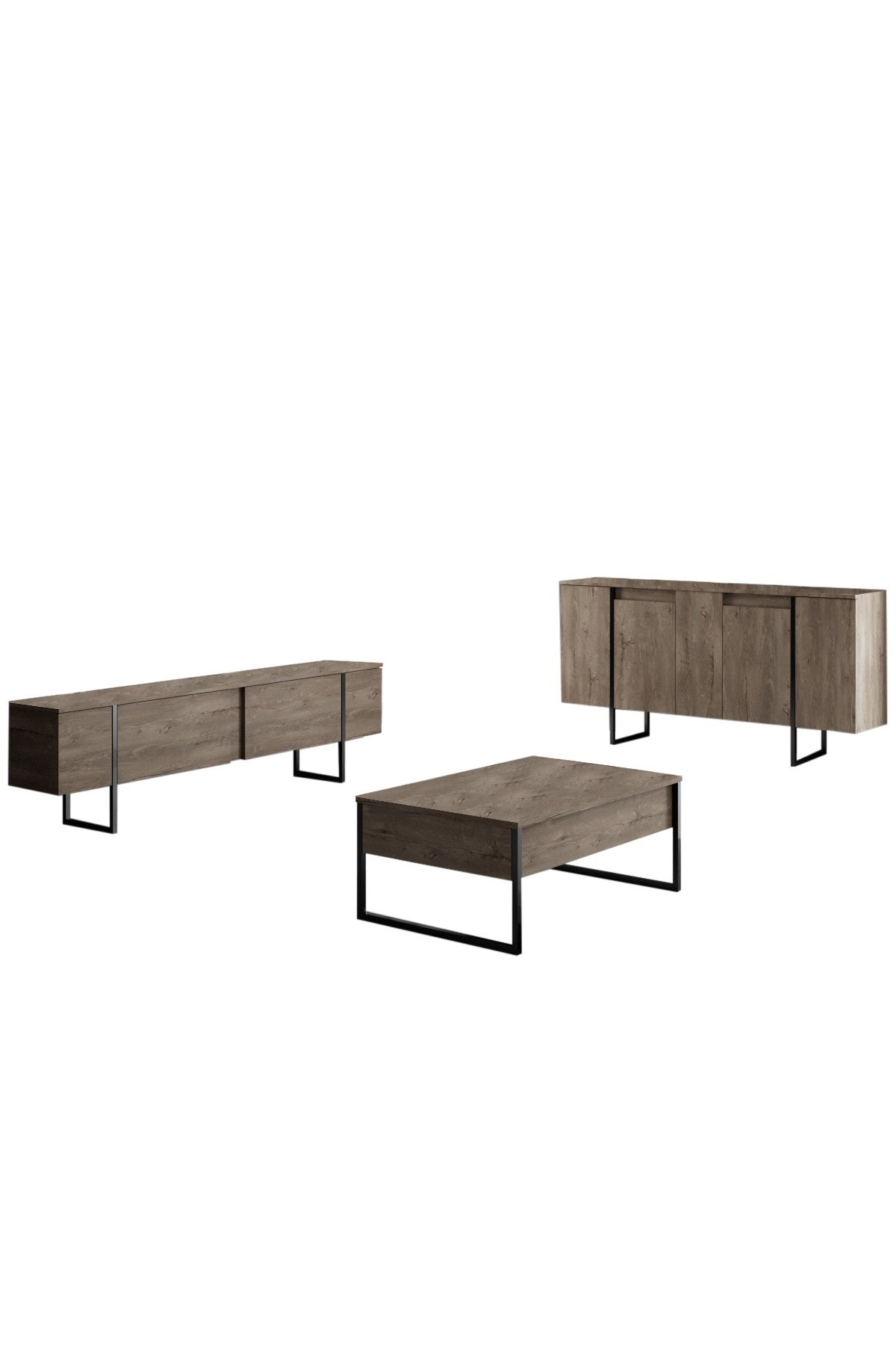 Dressoirs - Modern Dressoir Walnoot Luxe 160x80x35 - Zwart Frame - Dimehouse