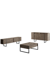 Dressoirs - Modern Dressoir Walnoot Luxe 160x80x35 - Zwart Frame - Dimehouse